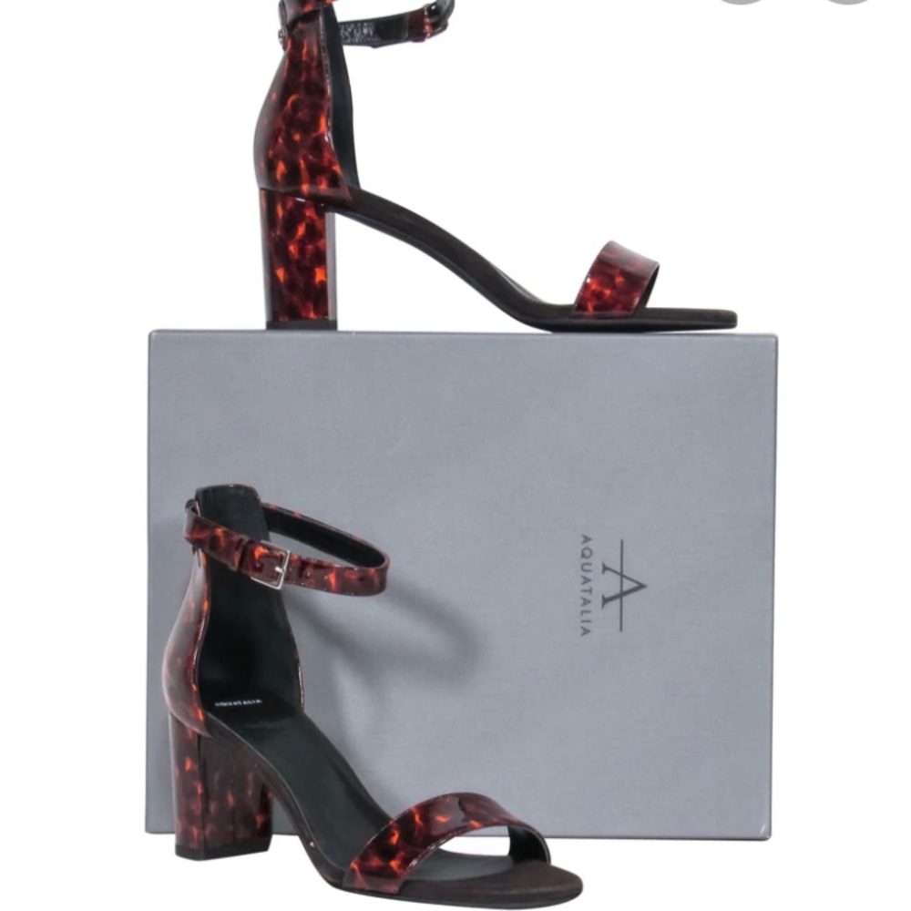 Aquatalia Selena Tortoise Block Heel Sandal Size 9 Made in Italy